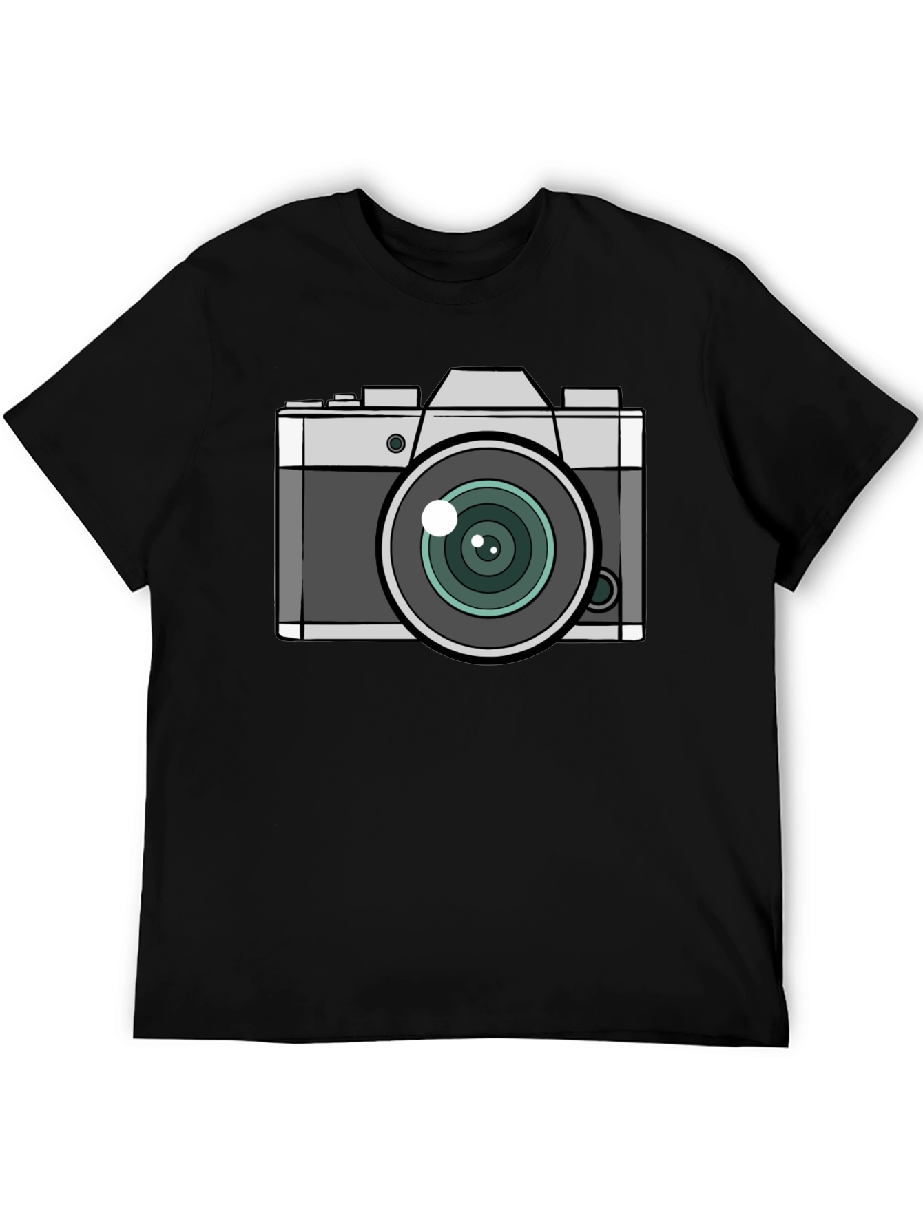 Camera Graphic T-Shirt - Black Crew Neck Tee