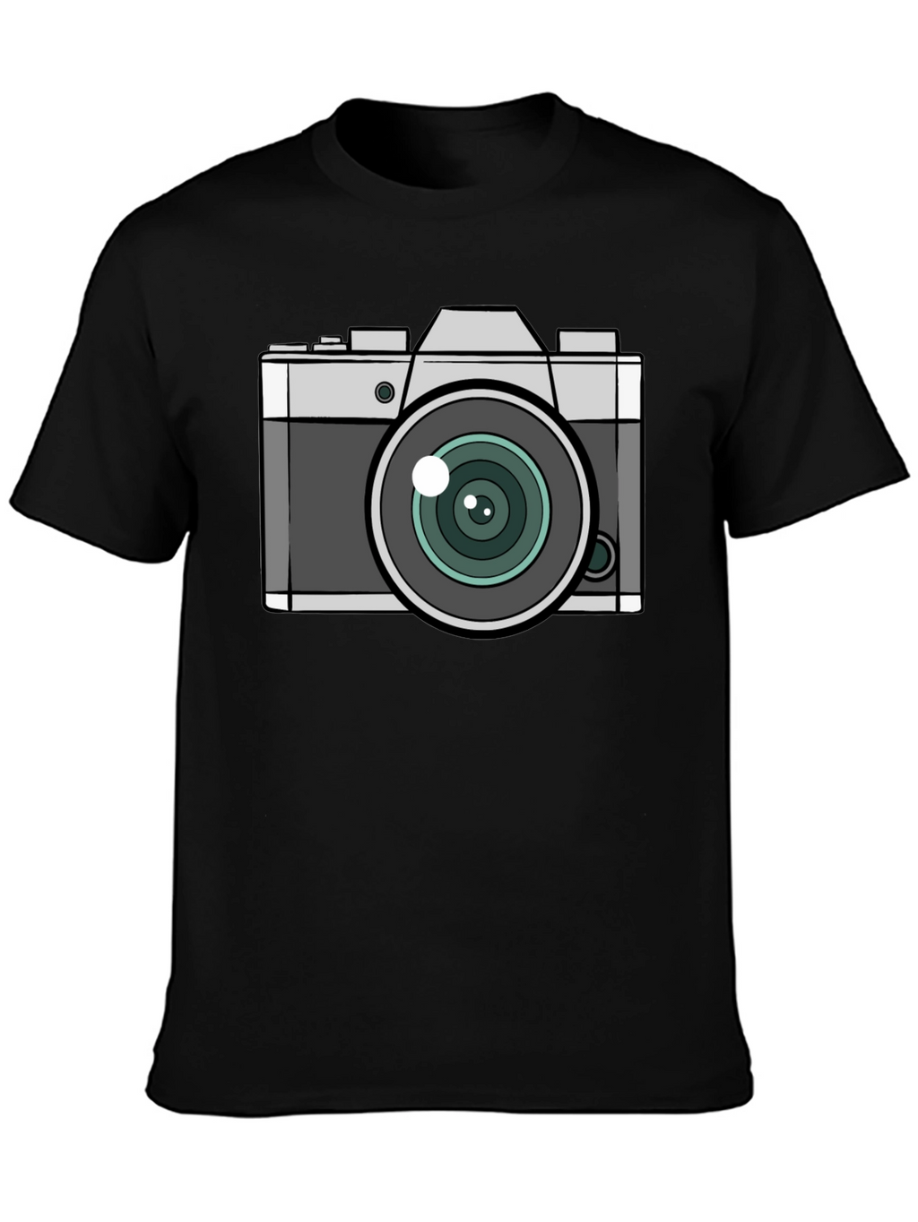 Camera Graphic T-Shirt - Black Crew Neck Tee