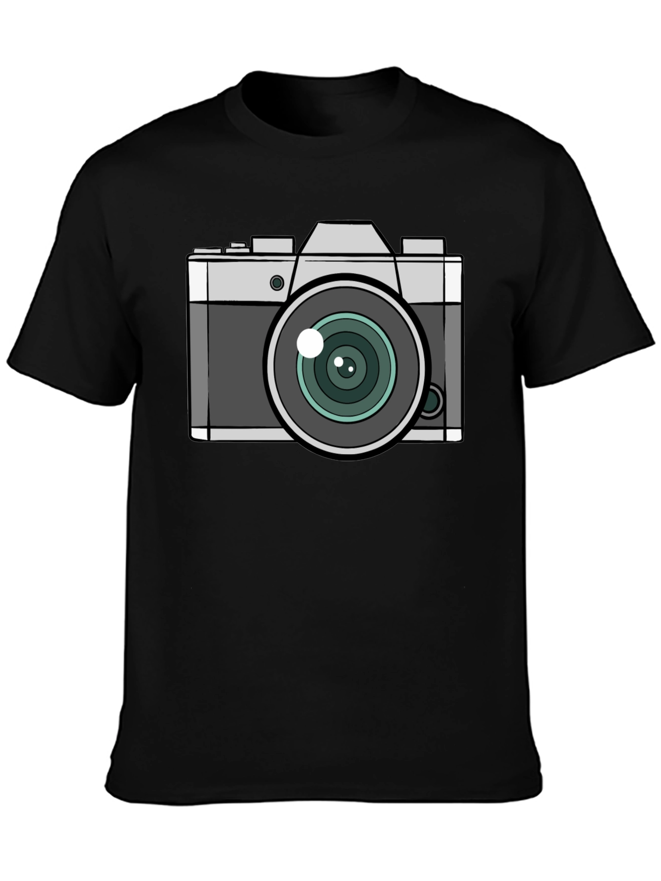 Camera Graphic T-Shirt - Black Crew Neck Tee