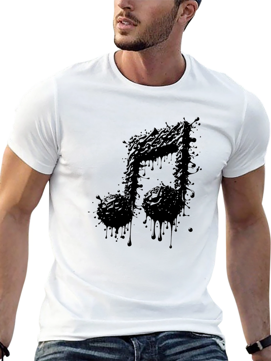 Musical Note Black Graphic Tee - Stylish Unisex Shirt