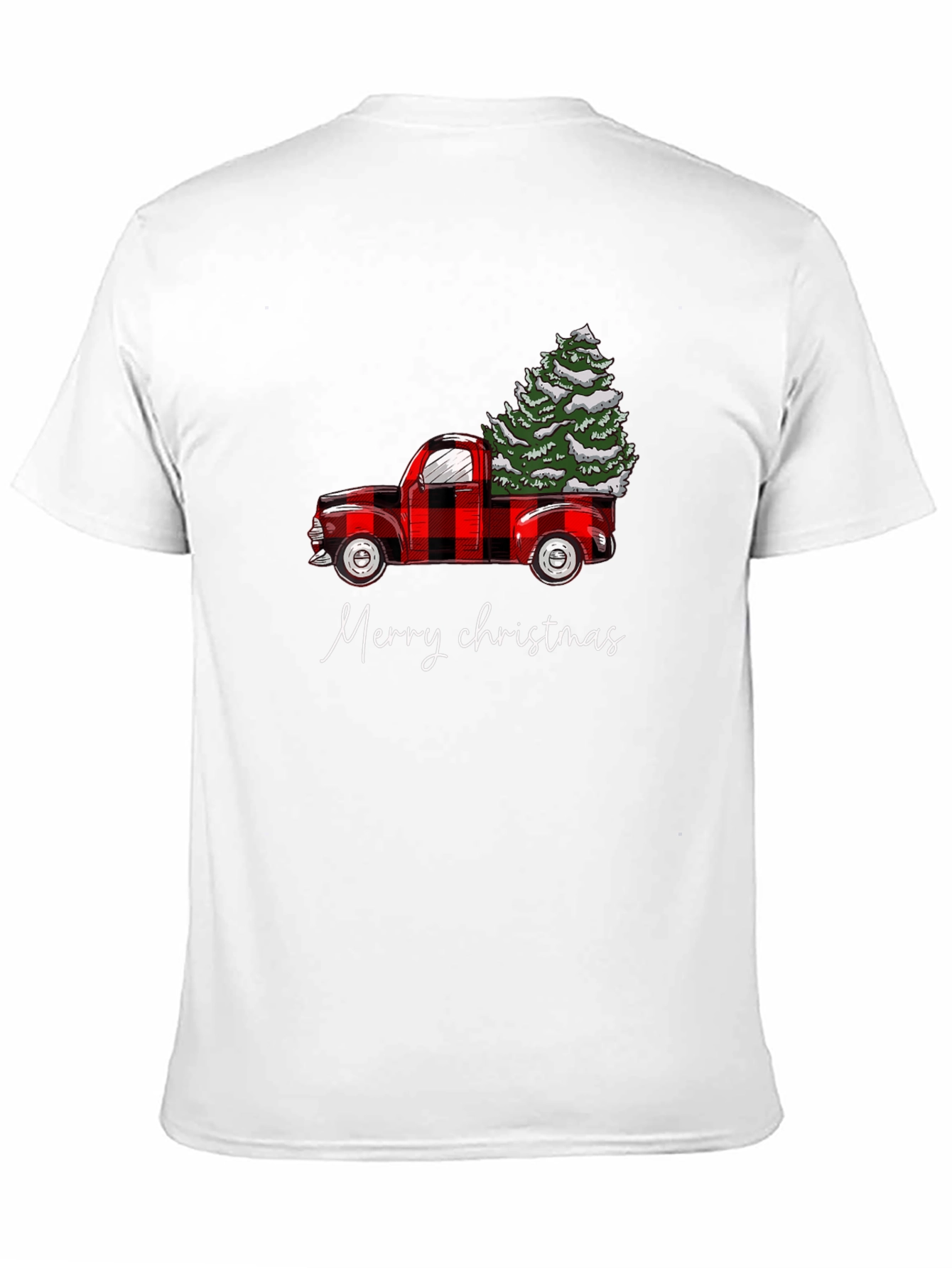 Merry Christmas Red Truck Tree Graphic Tee