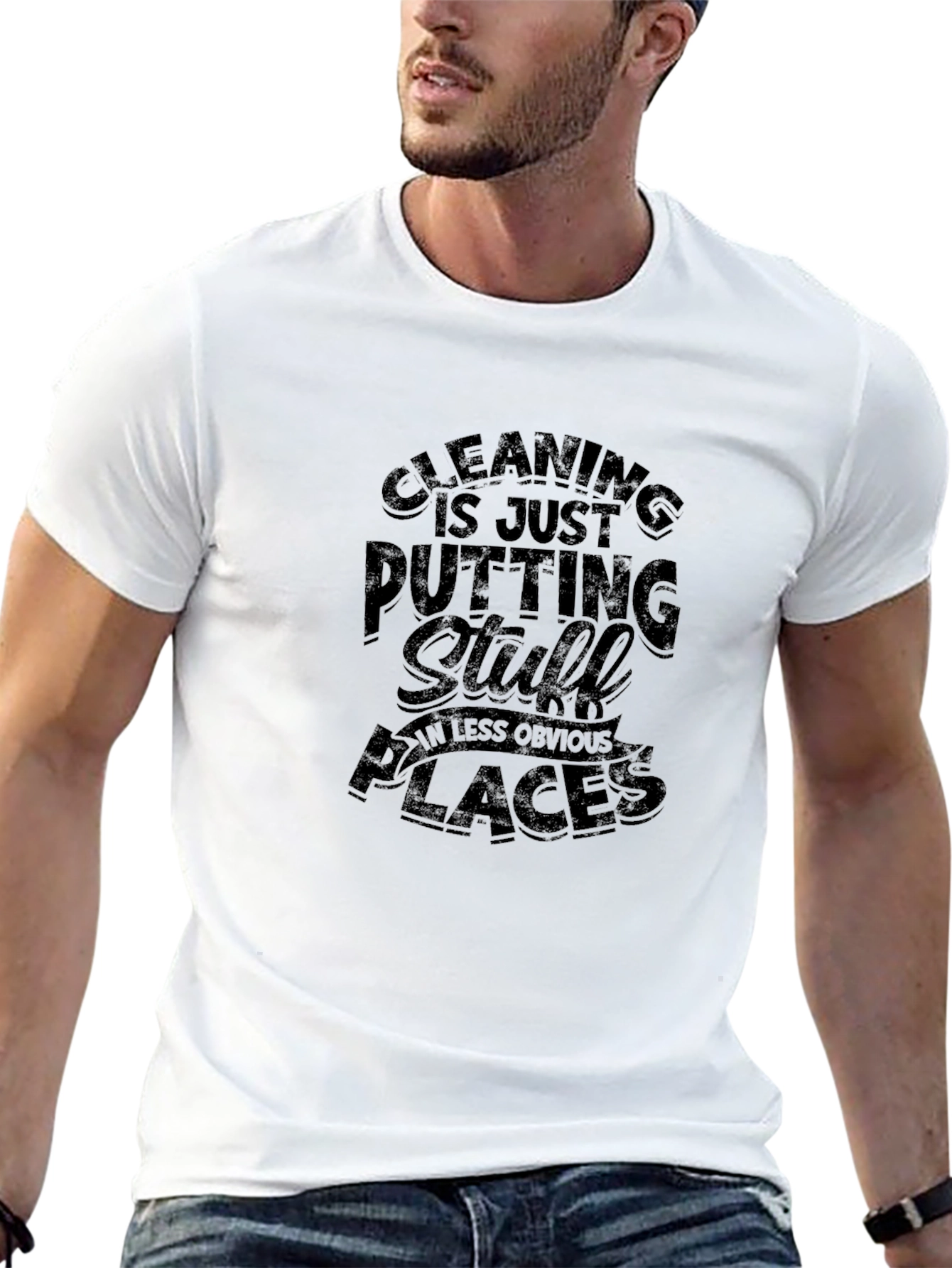 Humorous Cleaning T-Shirt for Men - Black