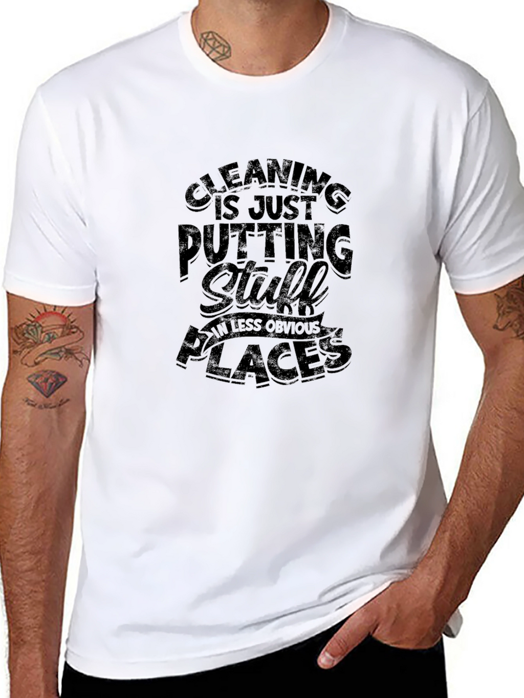 Humorous Cleaning T-Shirt for Men - Black