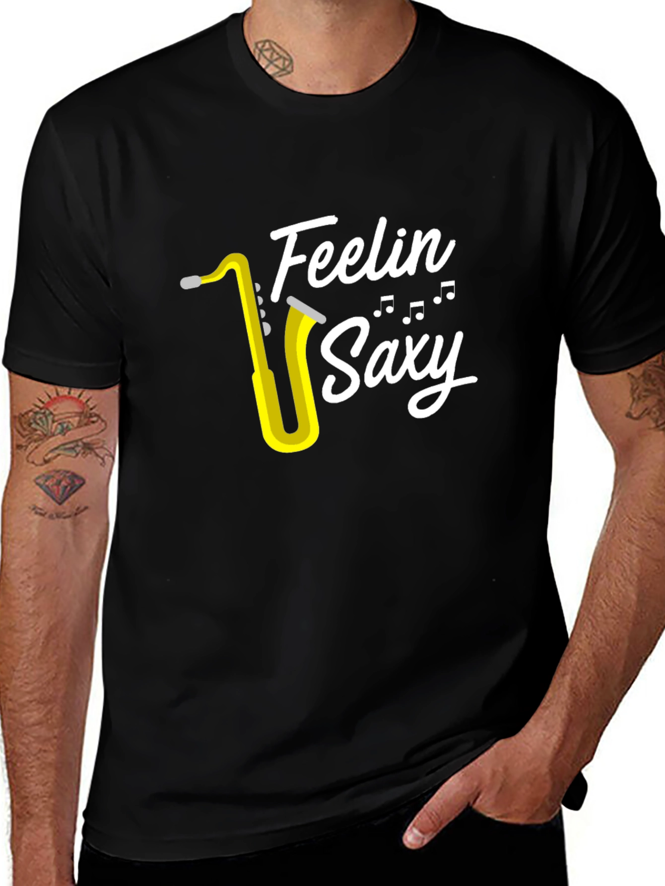 Feelin Saxy Graphic T-Shirt - Black