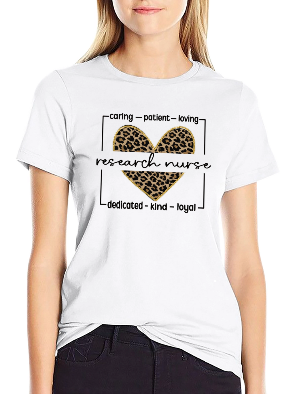 Research Nurse Leopard Heart Graphic T-Shirt