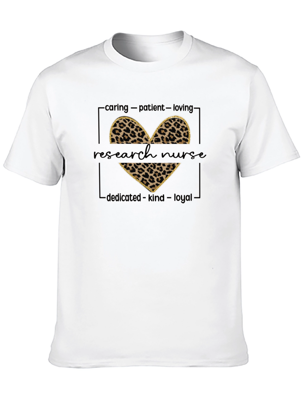 Research Nurse Leopard Heart Graphic T-Shirt