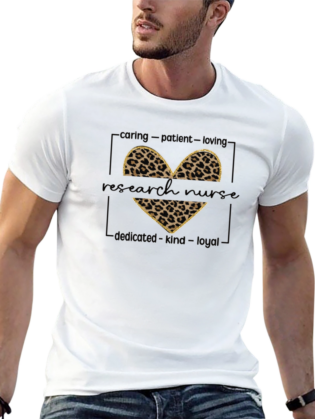 Research Nurse Leopard Heart Graphic T-Shirt