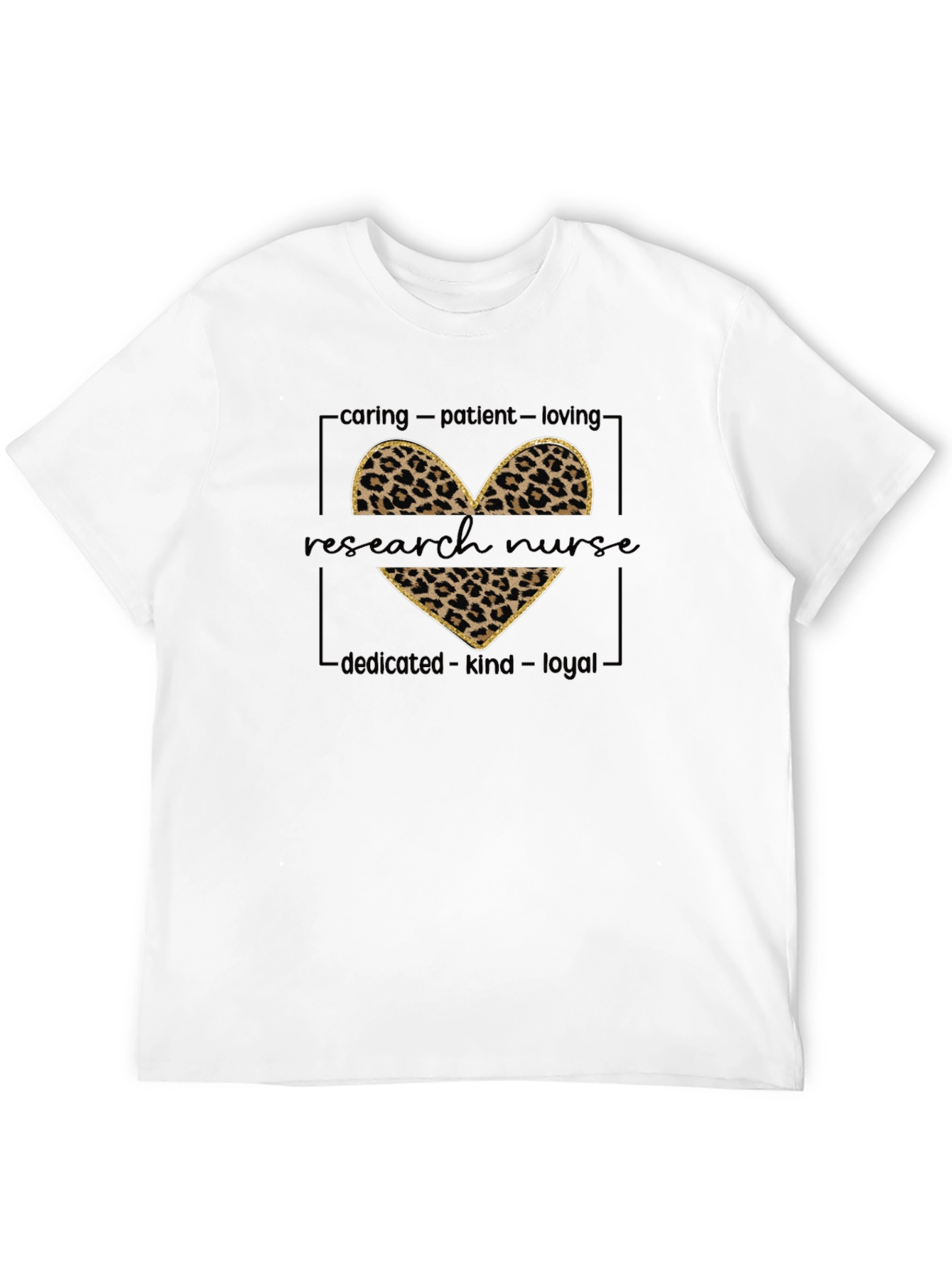Research Nurse Leopard Heart Graphic T-Shirt