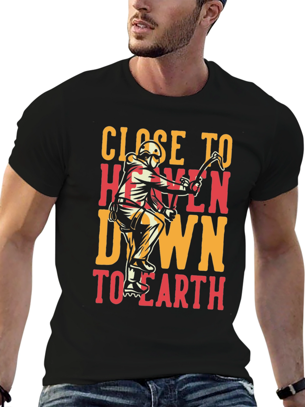Close to Heaven Earth T-Shirt - Climbing Design