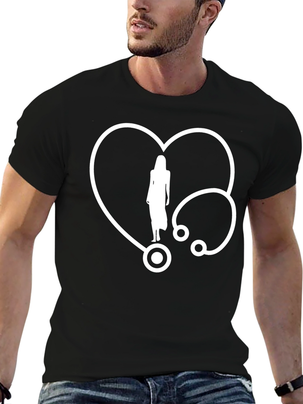 Heartbeat Stethoscope Graphic T-Shirt