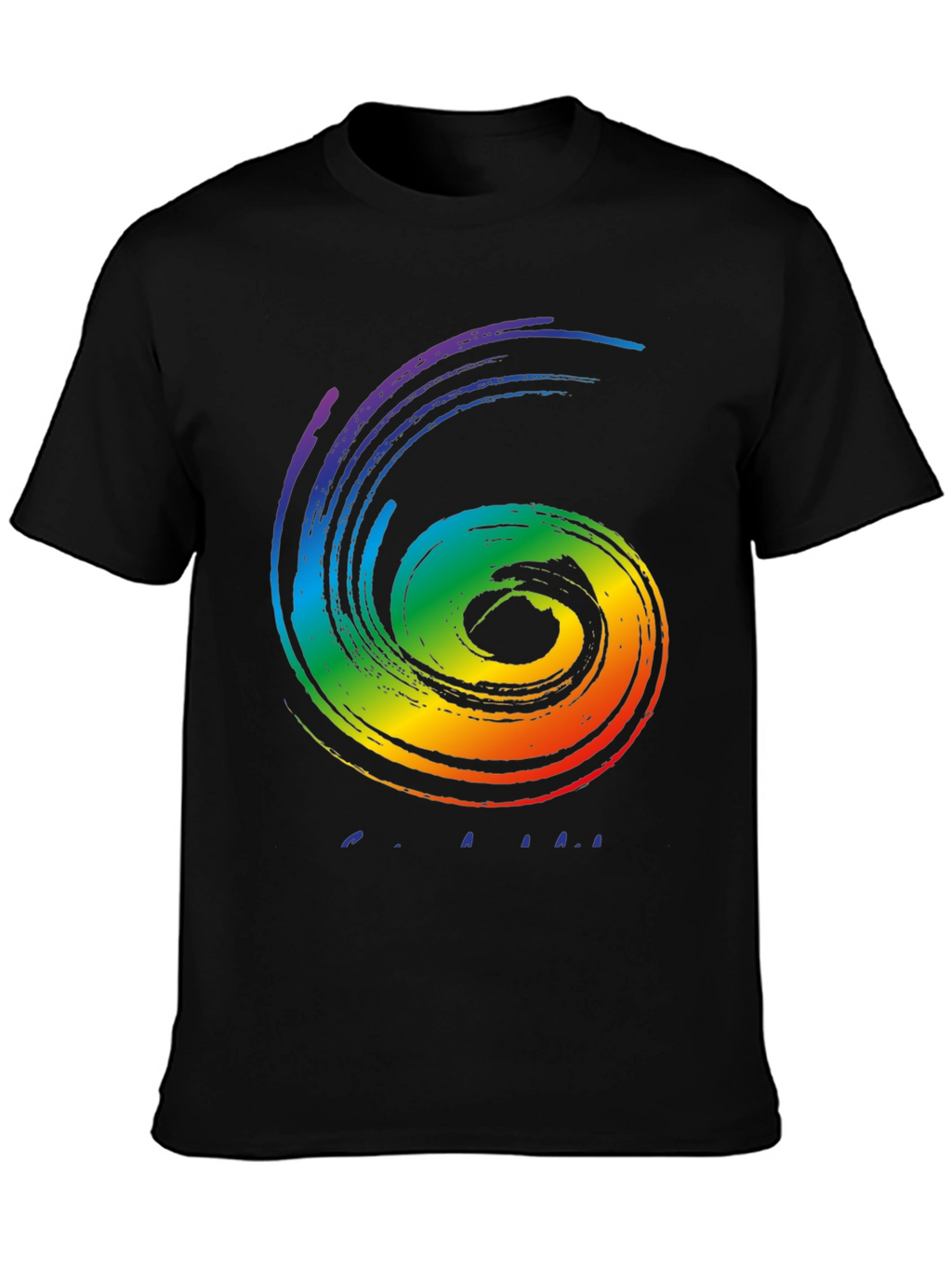 Rainbow Swirl Graphic Tee - Stylish Black Cotton Shirt