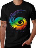 Rainbow Swirl Graphic Tee - Stylish Black Cotton Shirt