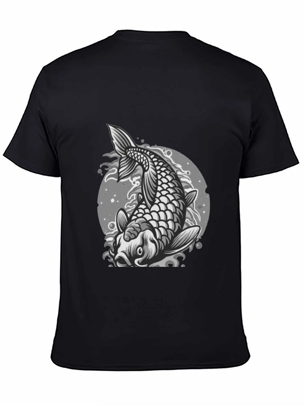 Koi Fish Graphic Tee - Black Crew Neck T-Shirt