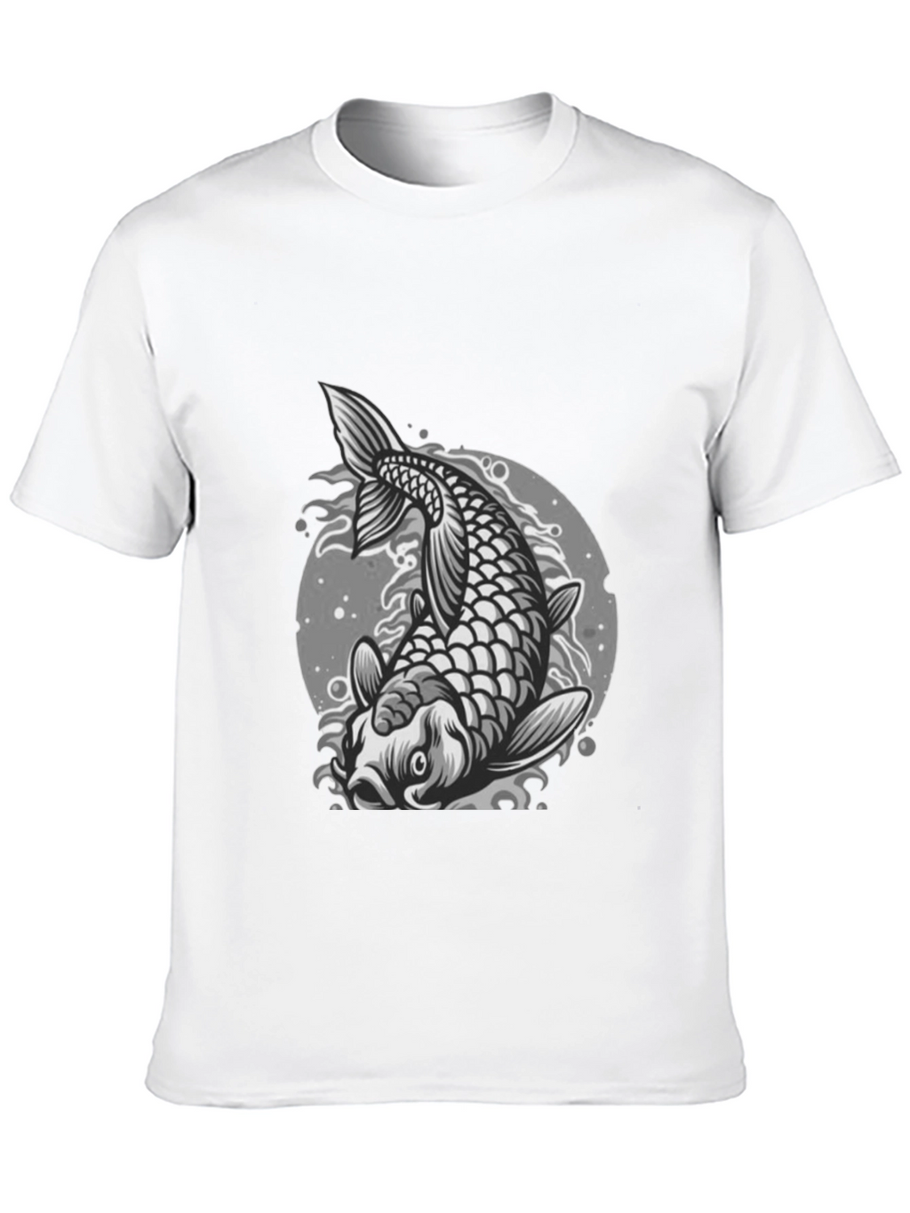 Koi Fish Graphic Tee - Black Crew Neck T-Shirt