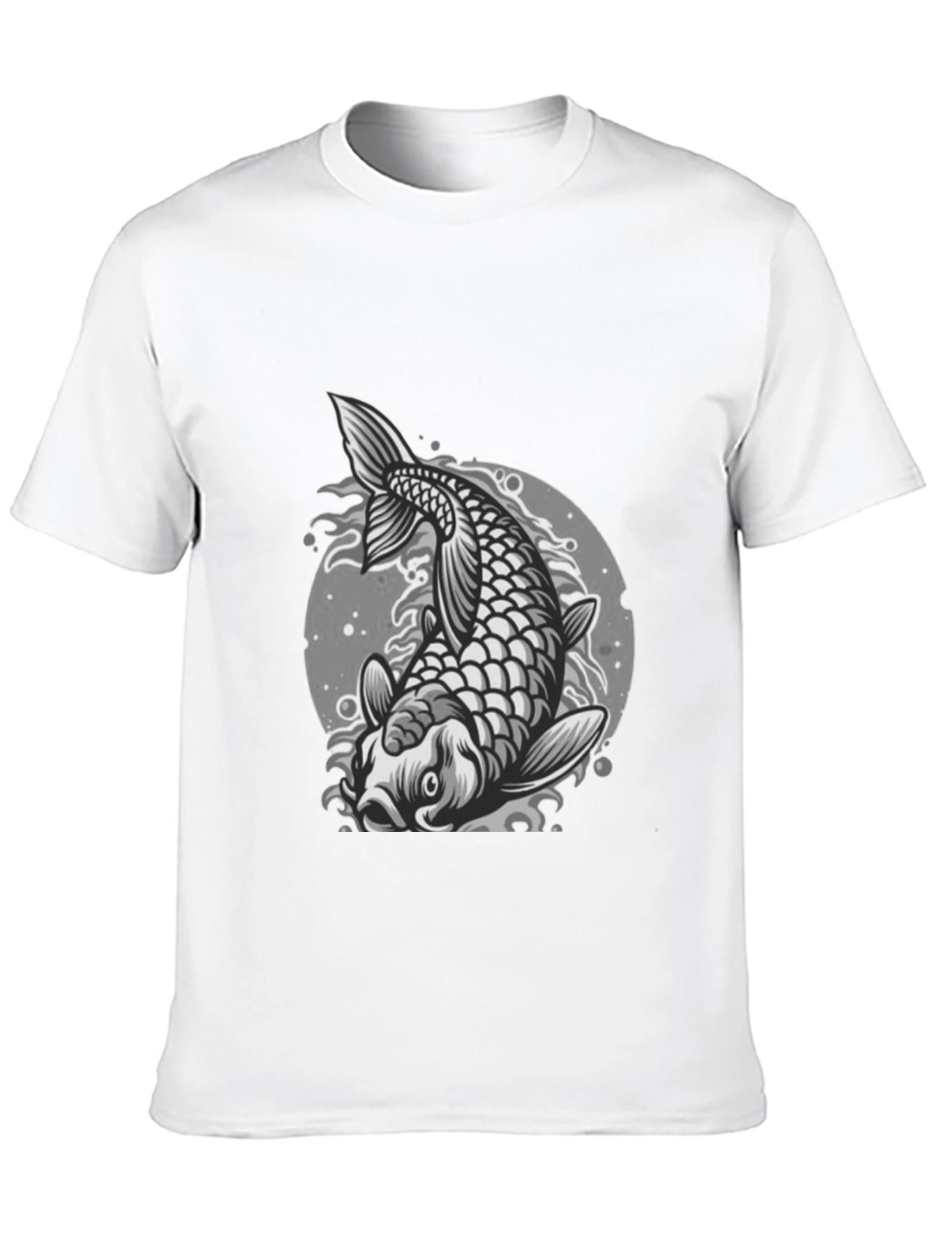 Koi Fish Graphic Tee - Black Crew Neck T-Shirt