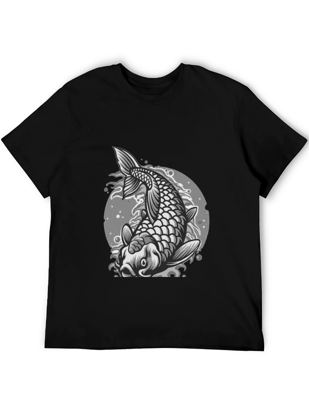 Koi Fish Graphic Tee - Black Crew Neck T-Shirt