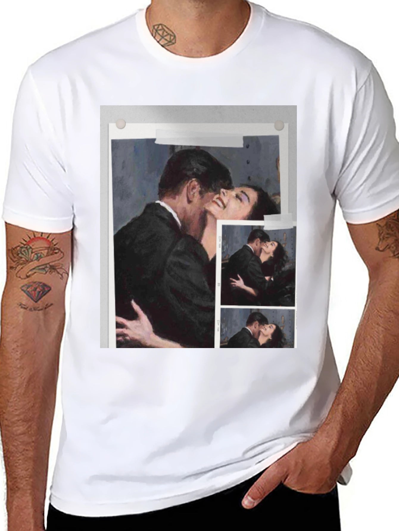 Romantic Embrace Graphic Tee - Black