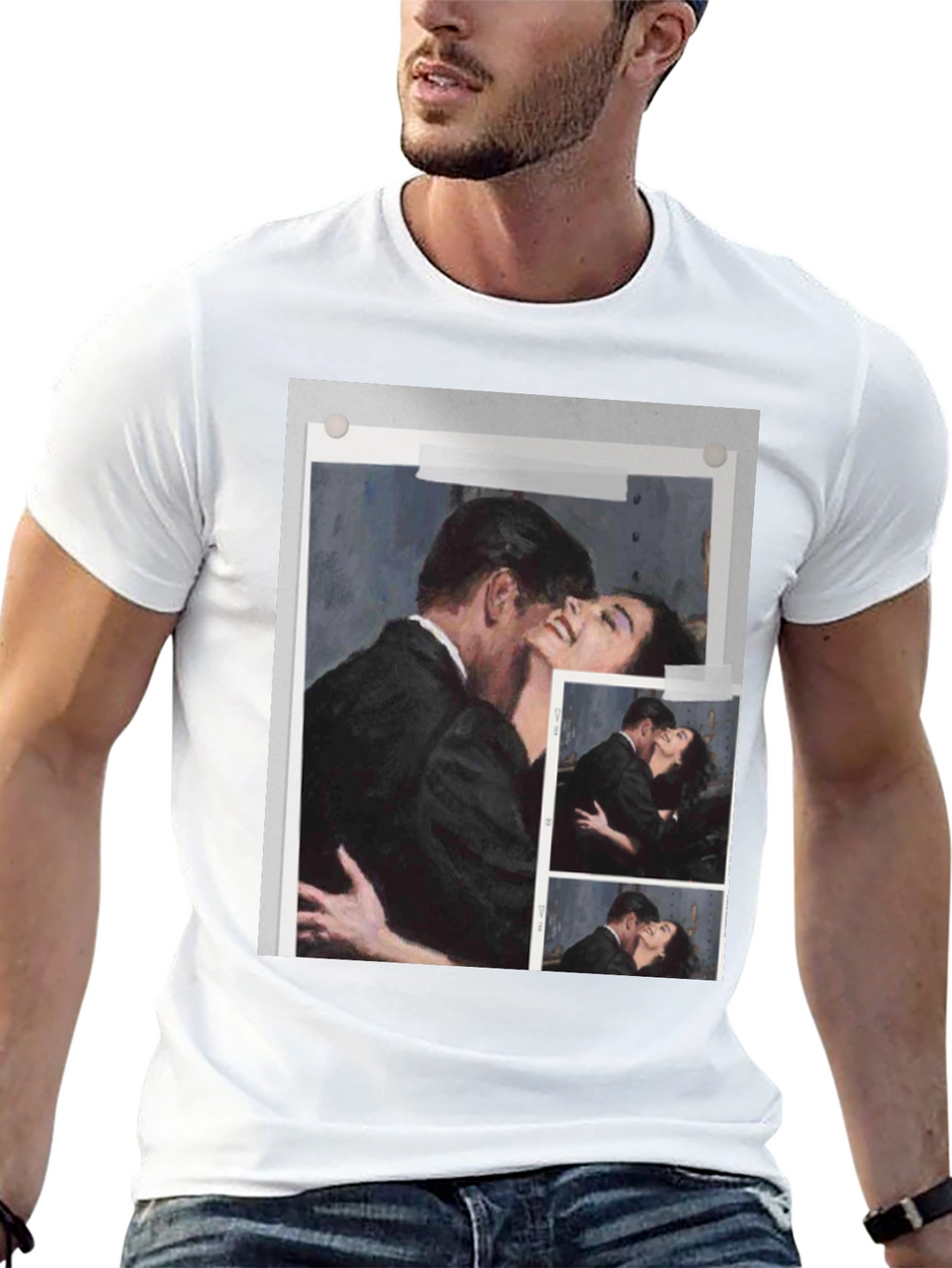 Romantic Embrace Graphic Tee - Black