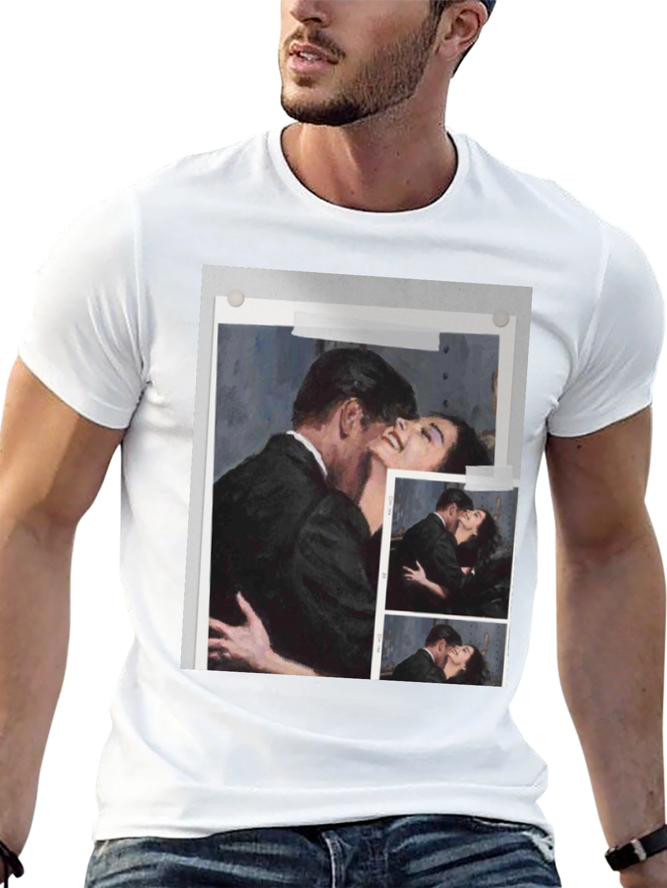 Romantic Embrace Graphic Tee - Black