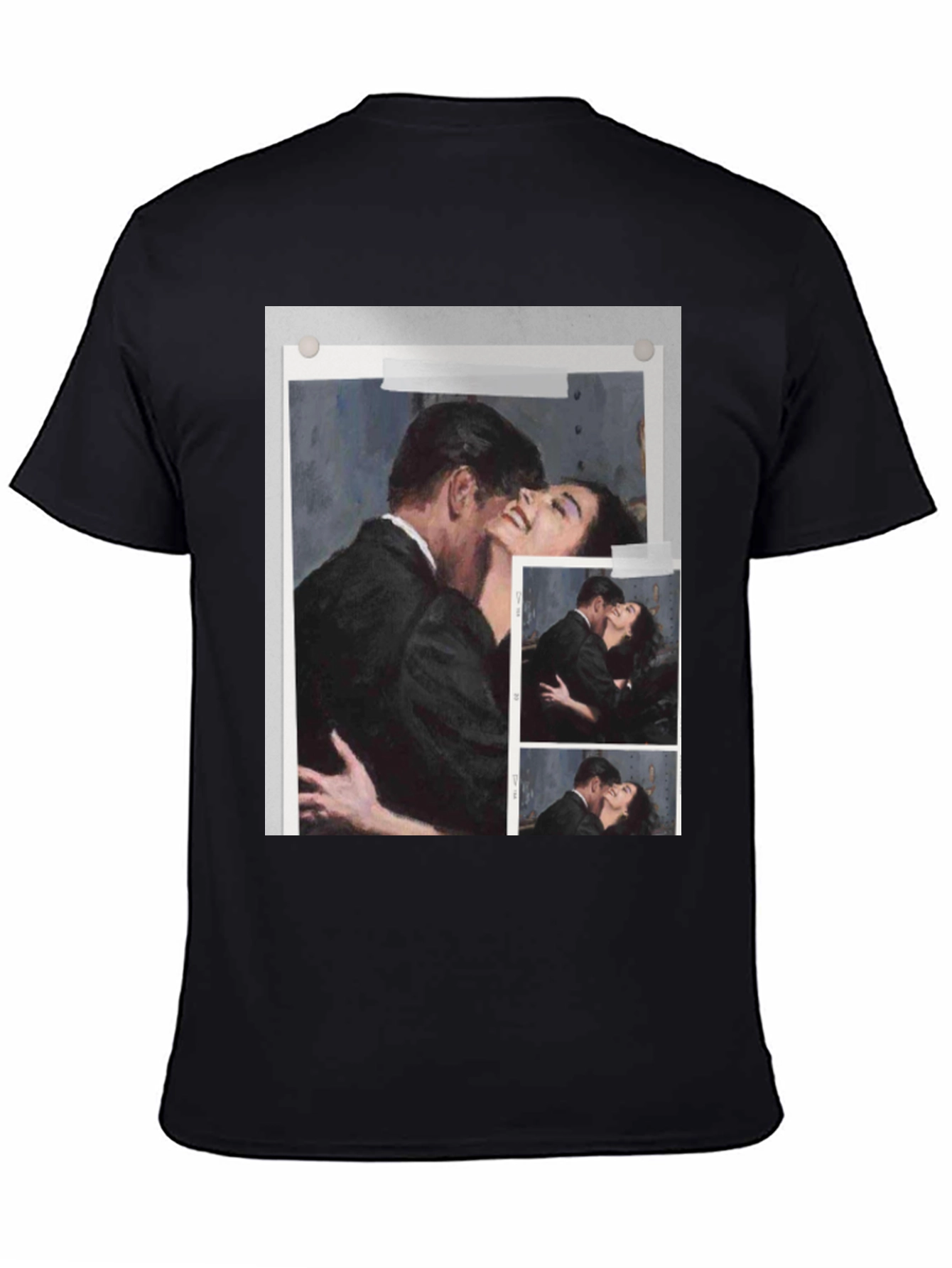 Romantic Embrace Graphic Tee - Black