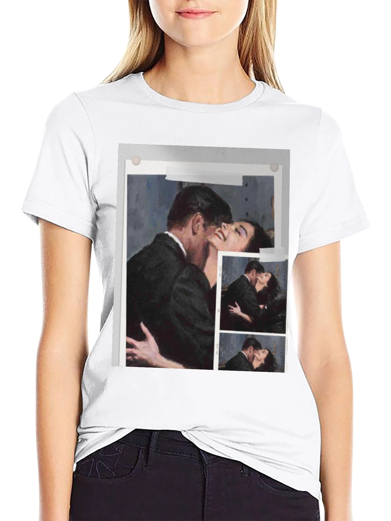 Romantic Embrace Graphic Tee - Black