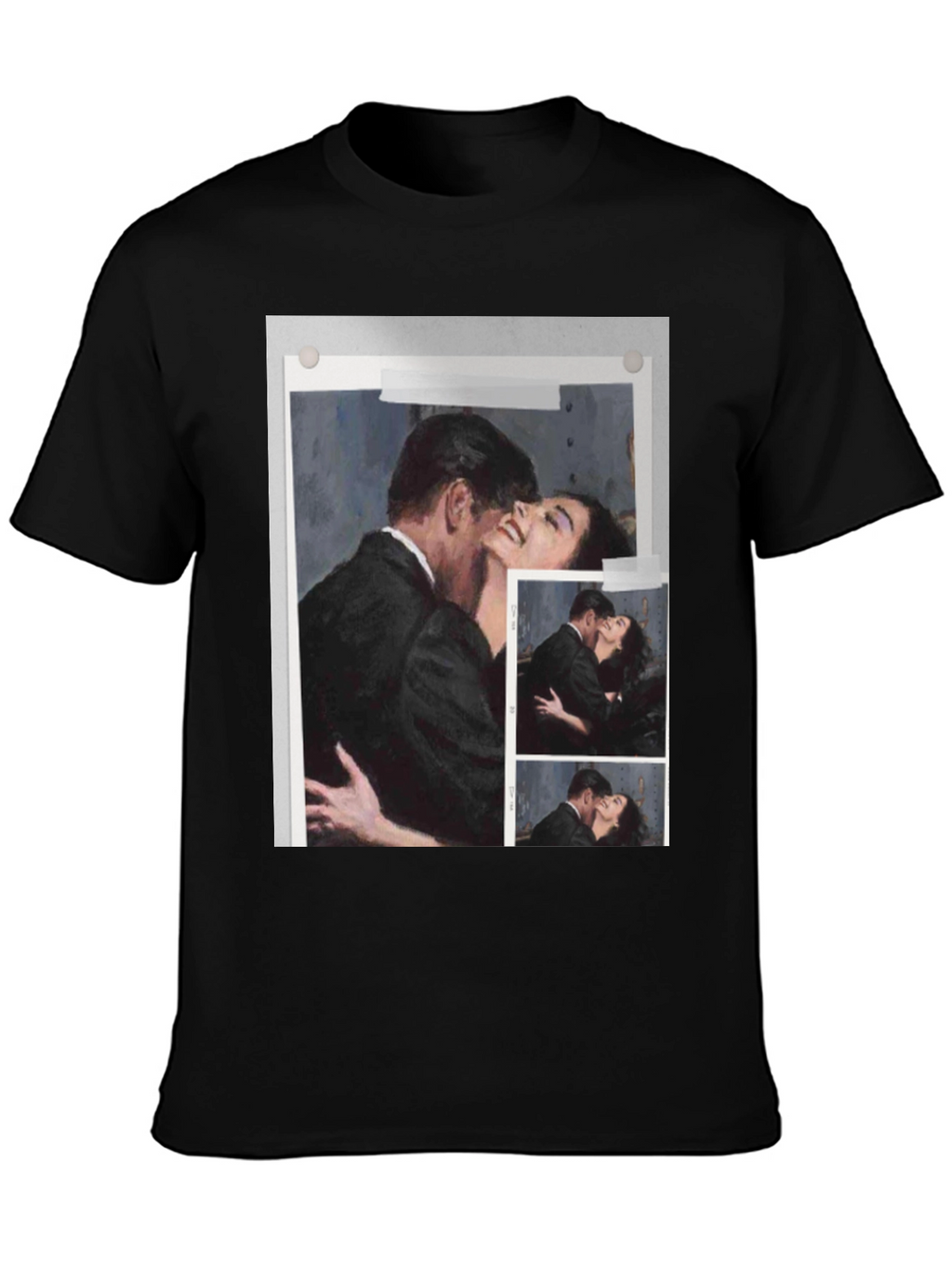 Romantic Embrace Graphic Tee - Black