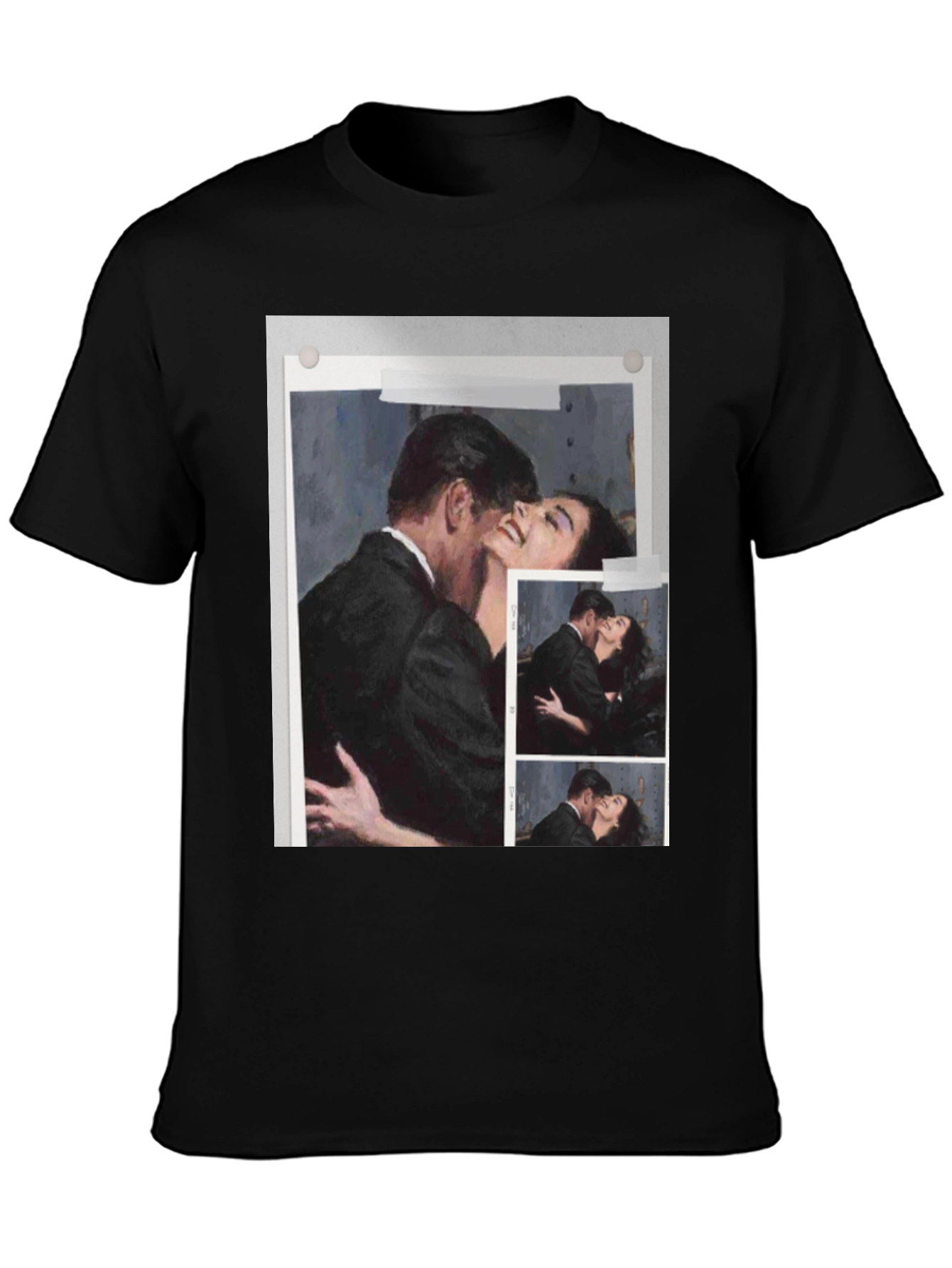 Romantic Embrace Graphic Tee - Black