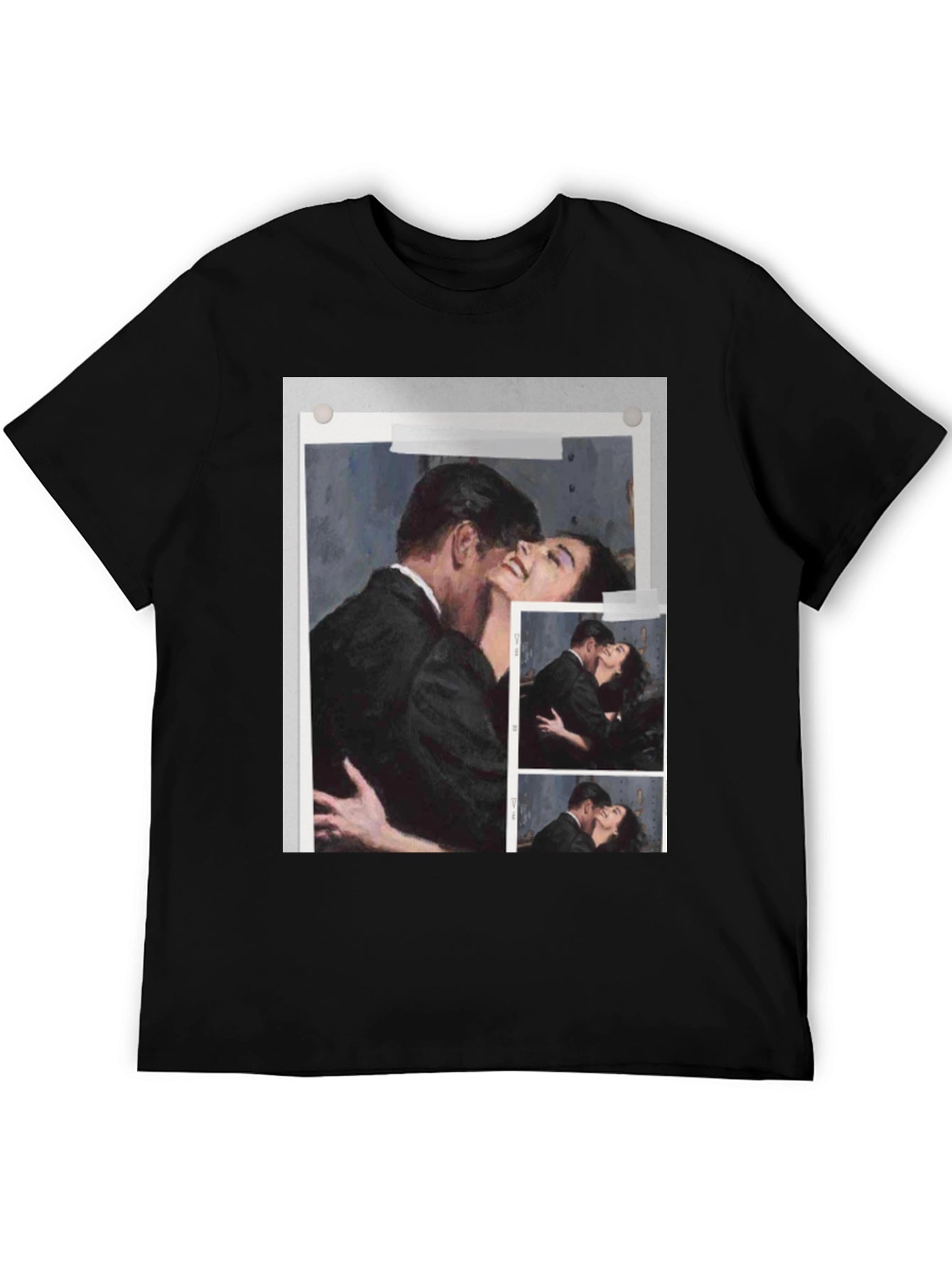 Romantic Embrace Graphic Tee - Black