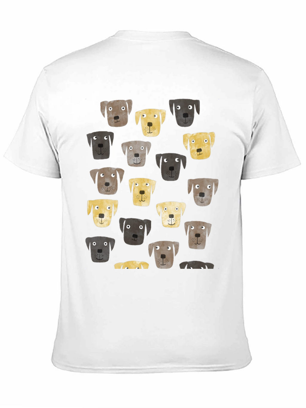 Dog Face Pattern Black T-Shirt