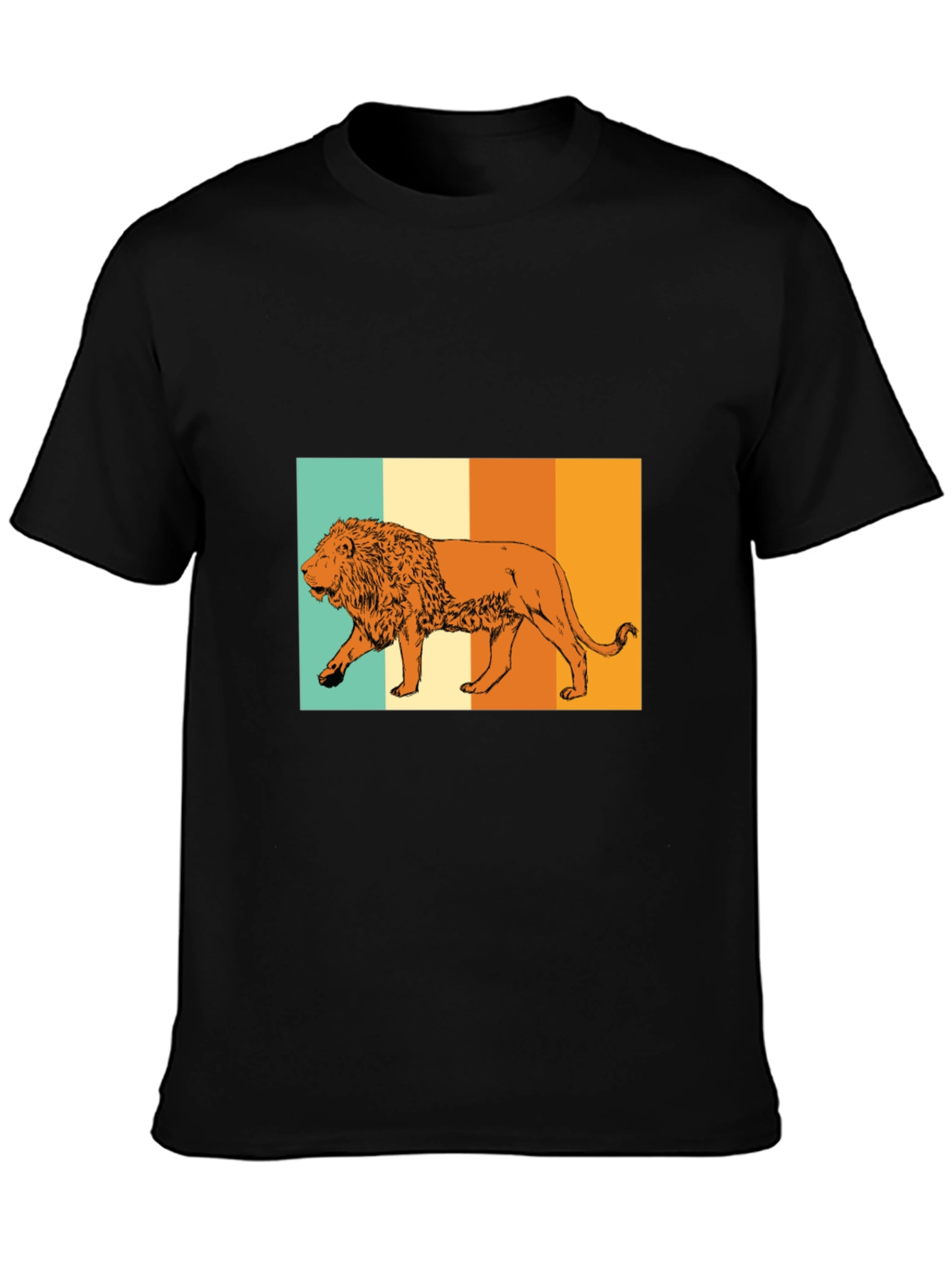 Retro Lion Graphic Tee - Black Unisex T-Shirt