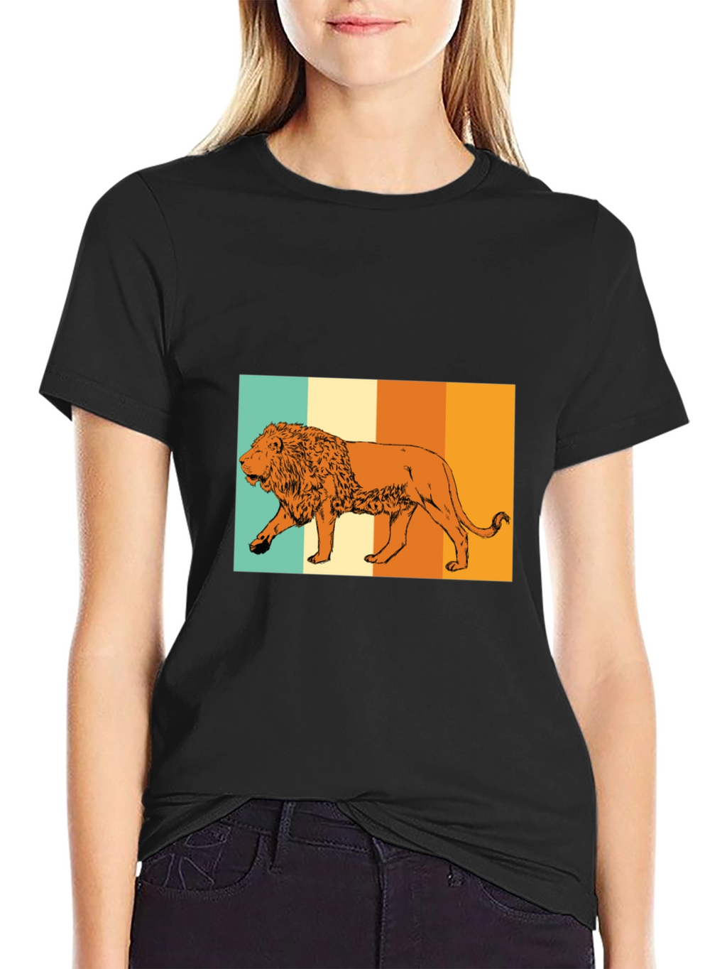 Retro Lion Graphic Tee - Black Unisex T-Shirt