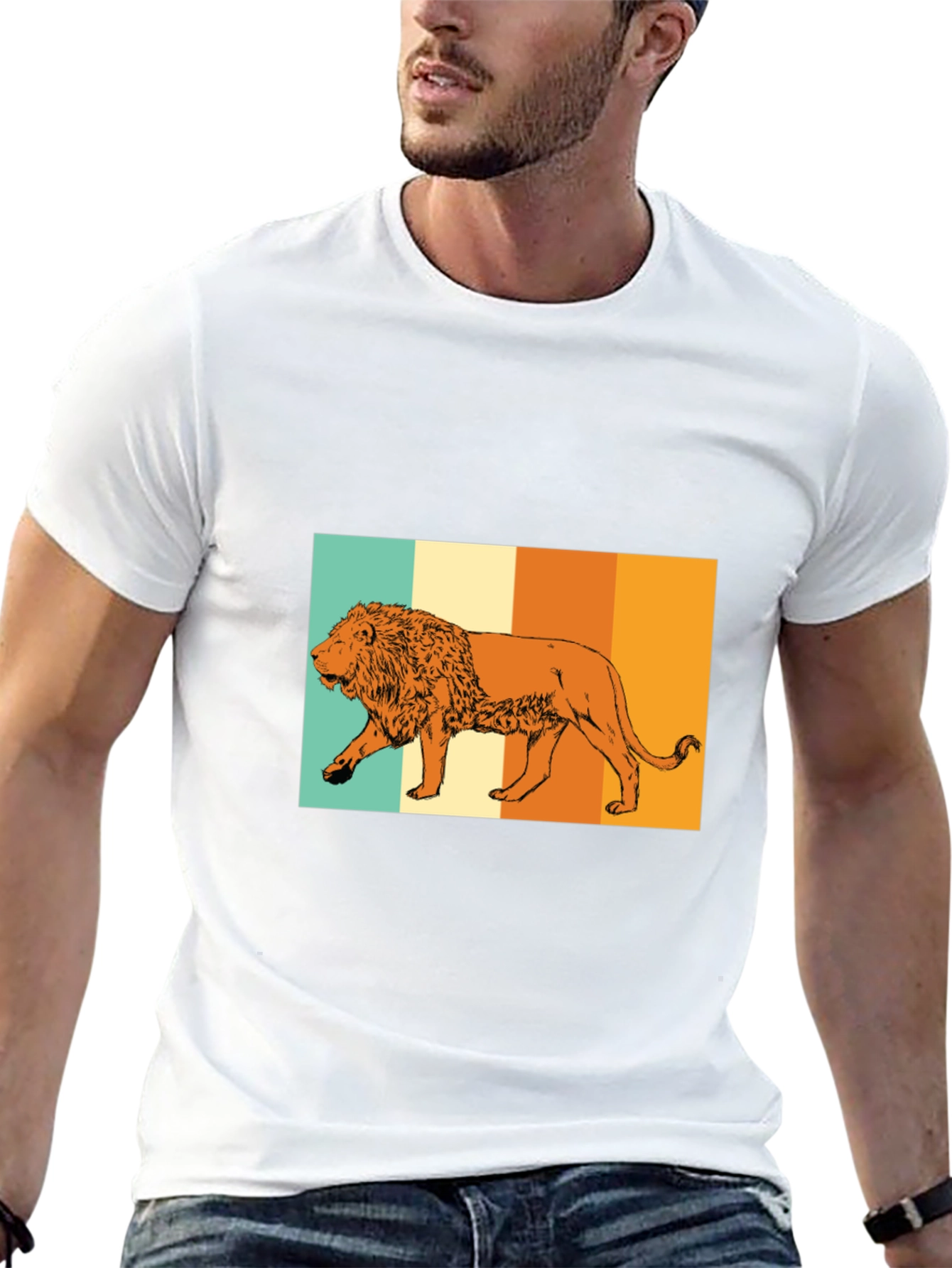 Retro Lion Graphic Tee - Black Unisex T-Shirt