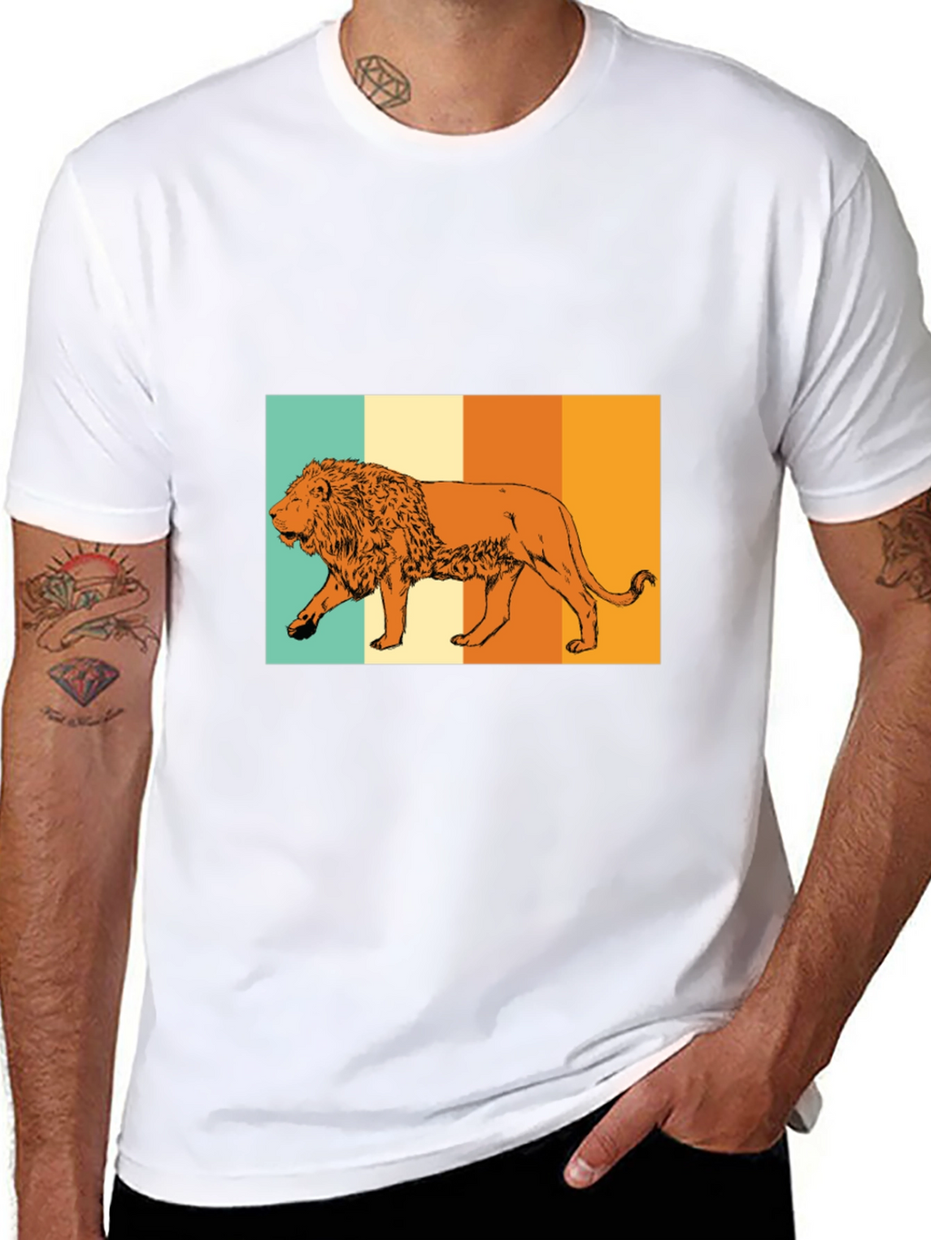 Retro Lion Graphic Tee - Black Unisex T-Shirt