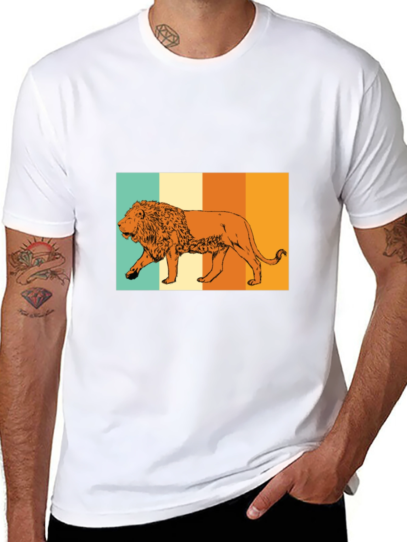 Retro Lion Graphic Tee - Black Unisex T-Shirt