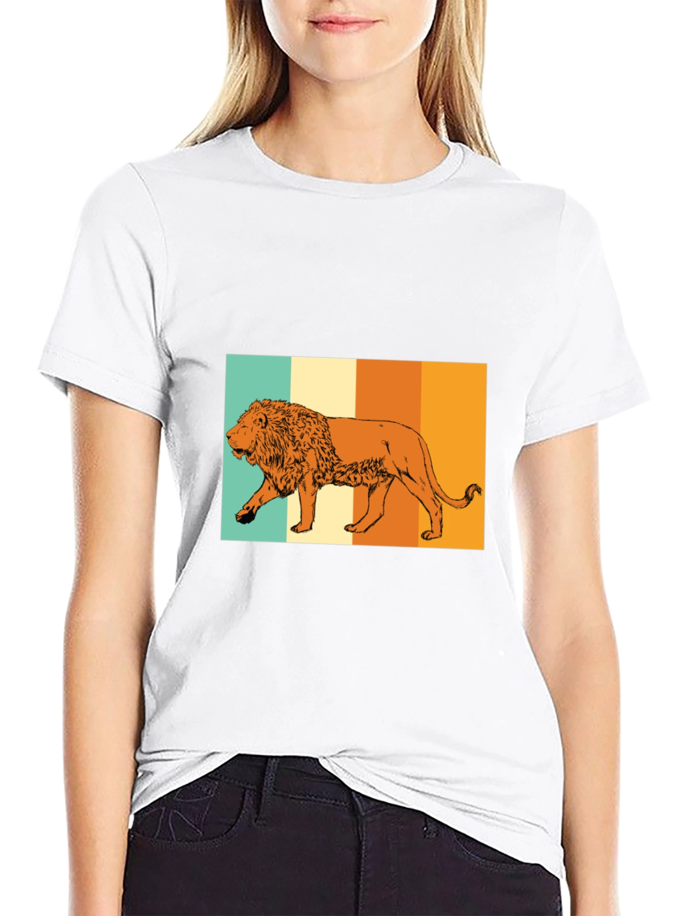 Retro Lion Graphic Tee - Black Unisex T-Shirt