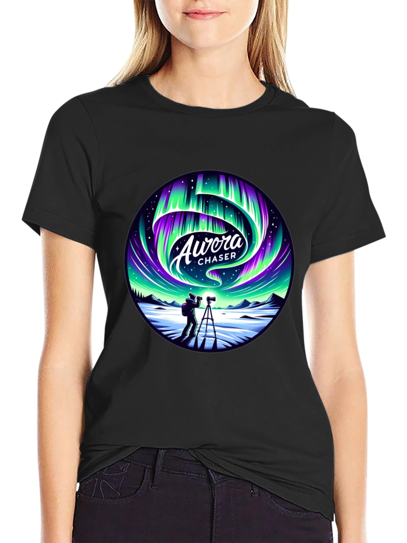 Aurora Chaser Graphic Tee - Northern Lights Photography Shirt