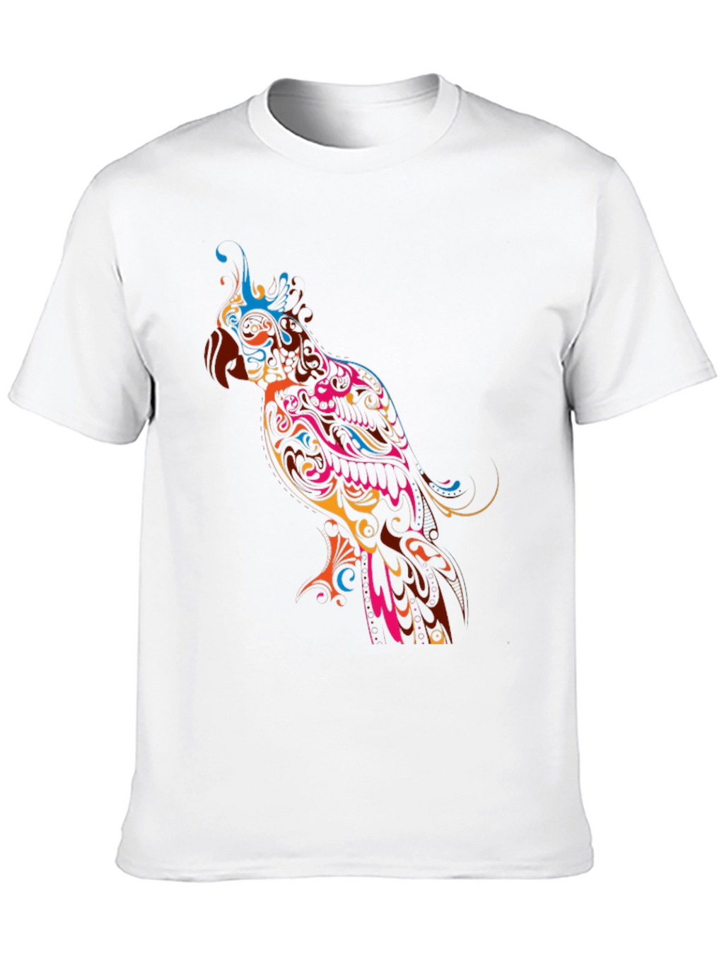 Vibrant Parrot Graphic Black T-Shirt