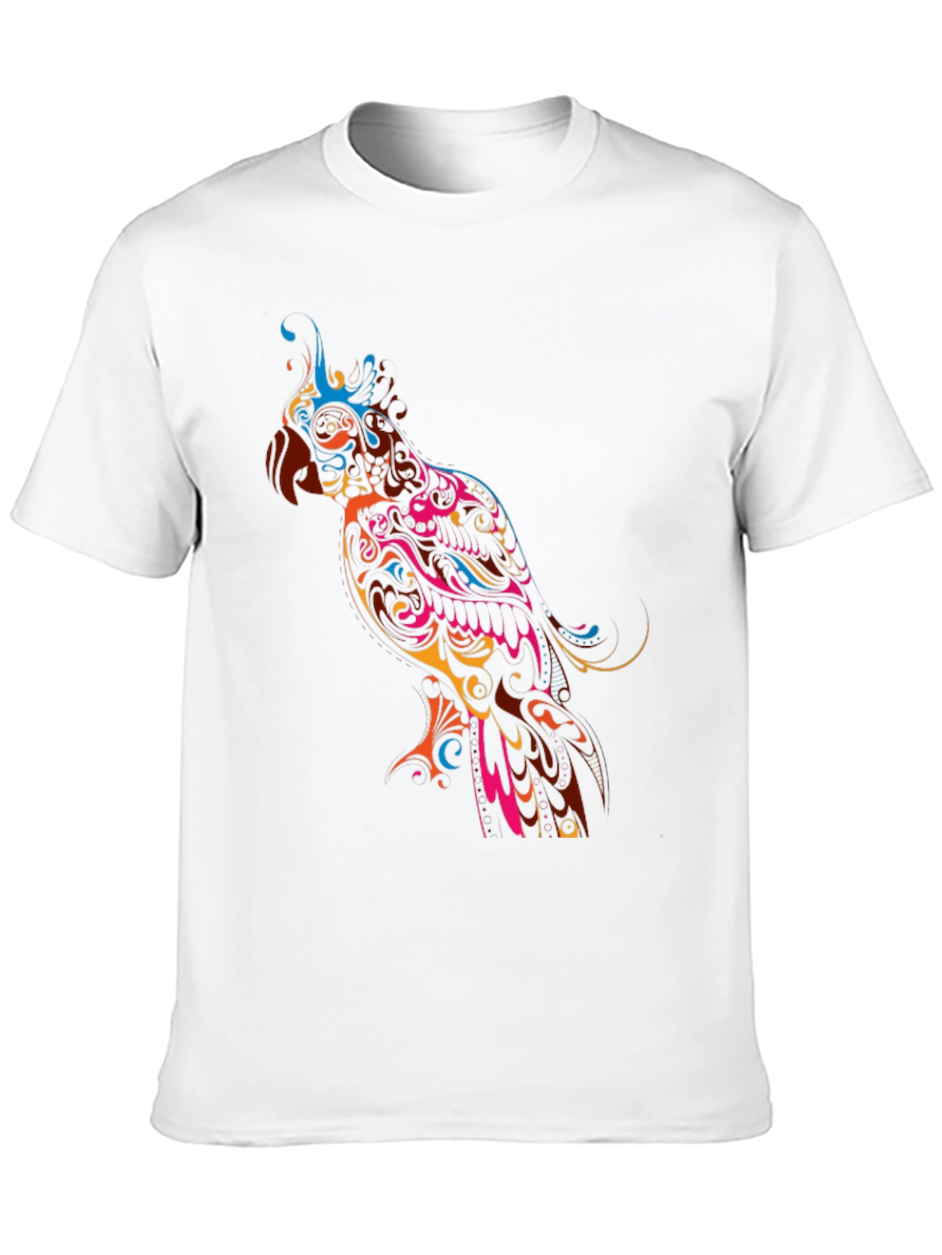 Vibrant Parrot Graphic Black T-Shirt
