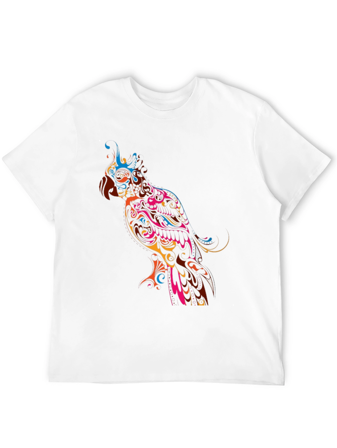 Vibrant Parrot Graphic Black T-Shirt