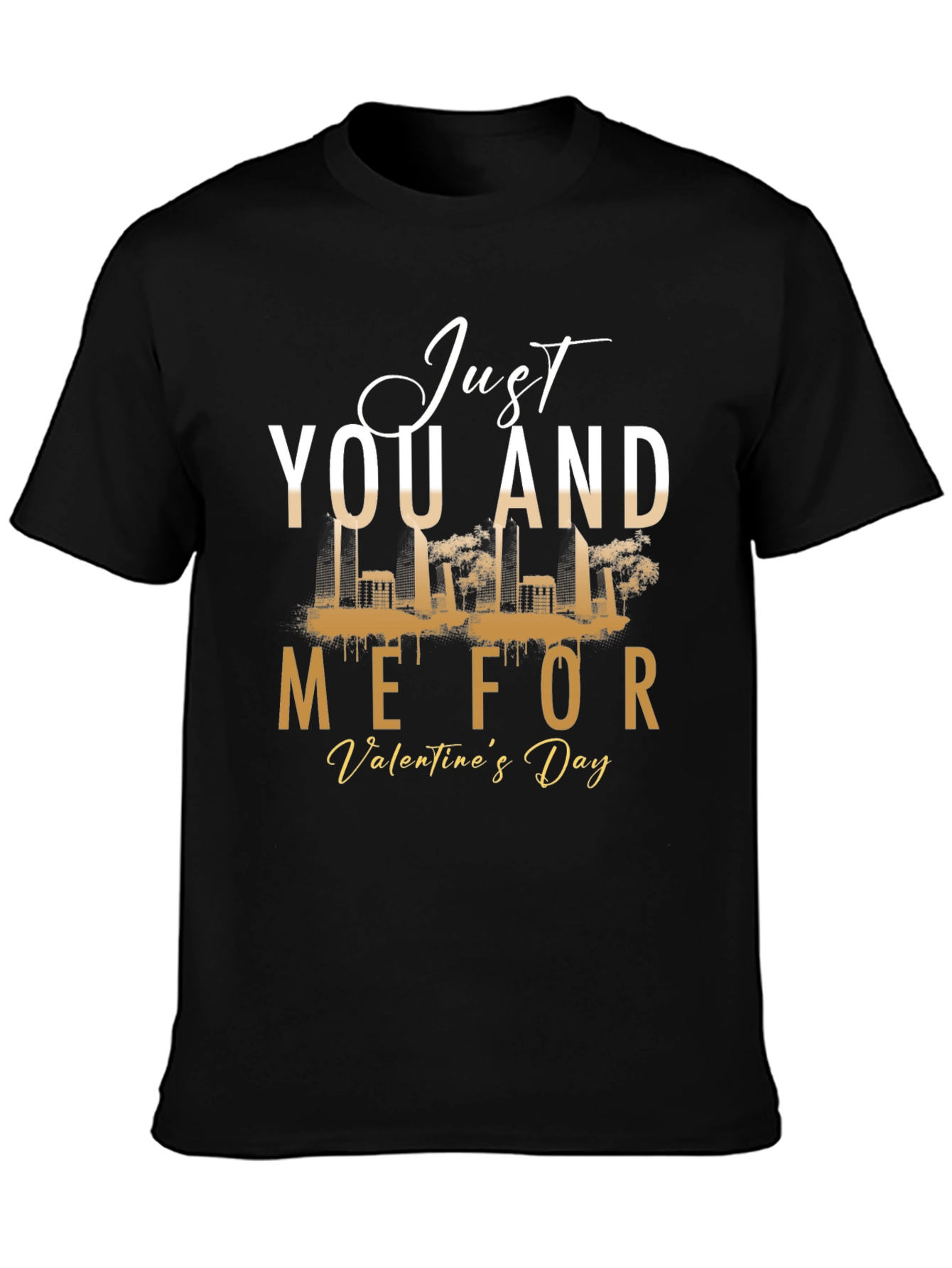 Just You and Me Valentines Day Black Graphic Tee