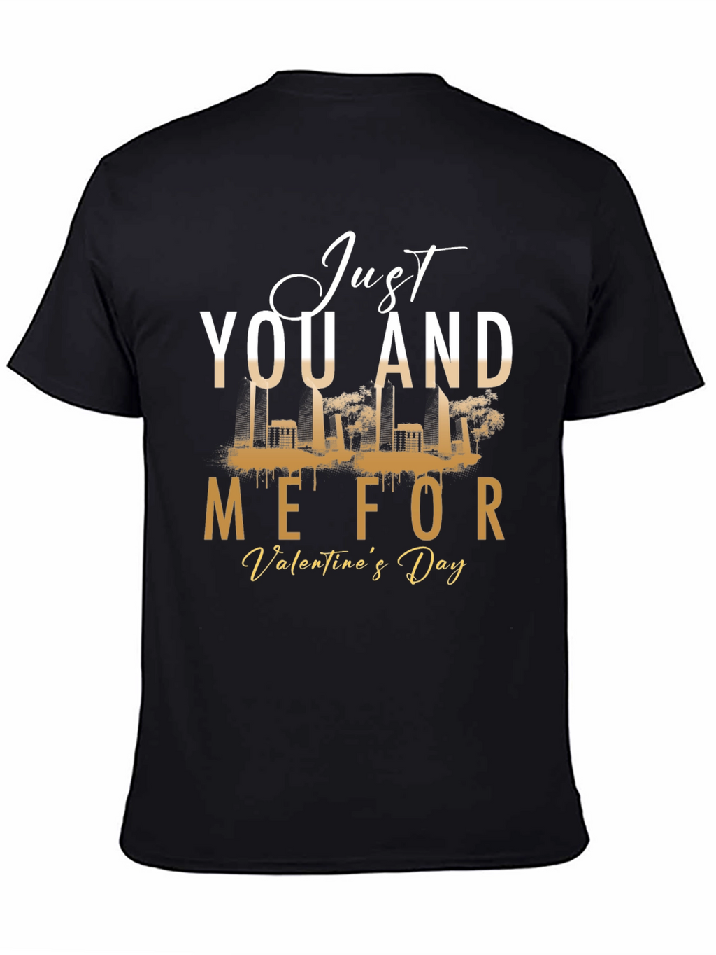 Just You and Me Valentines Day Black Graphic Tee