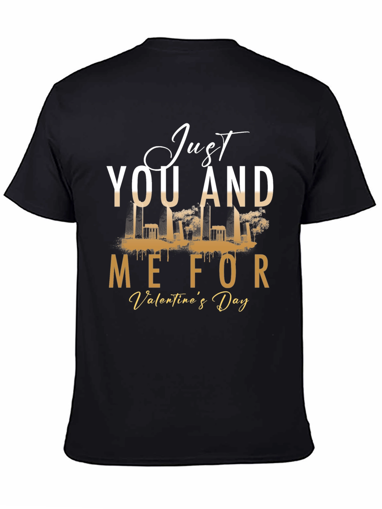 Just You and Me Valentines Day Black Graphic Tee