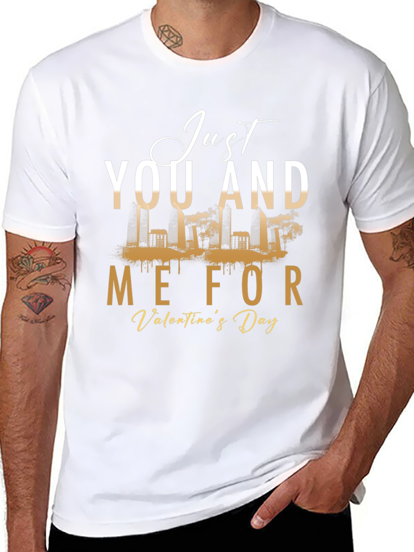 Just You and Me Valentines Day Black Graphic Tee