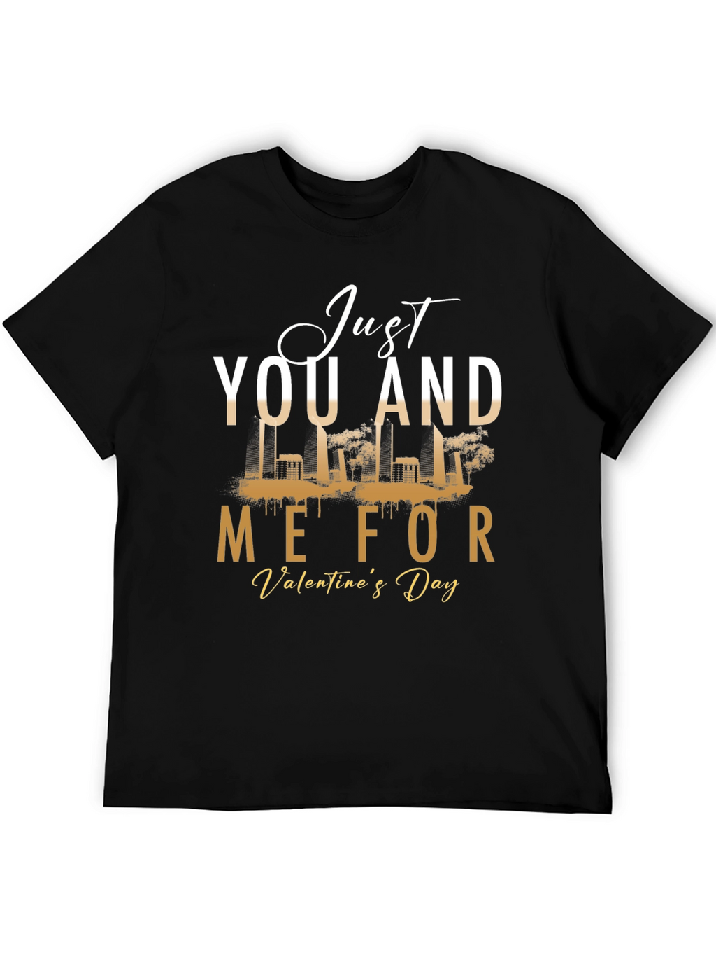 Just You and Me Valentines Day Black Graphic Tee