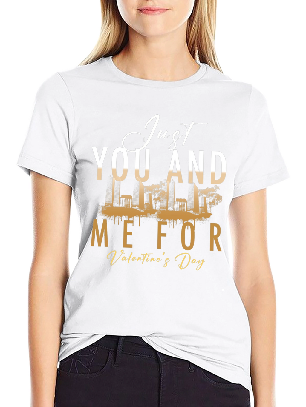 Just You and Me Valentines Day Black Graphic Tee