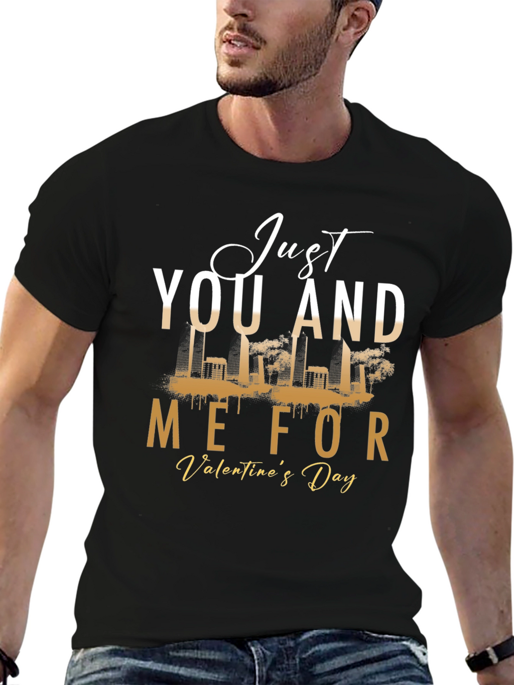 Just You and Me Valentines Day Black Graphic Tee