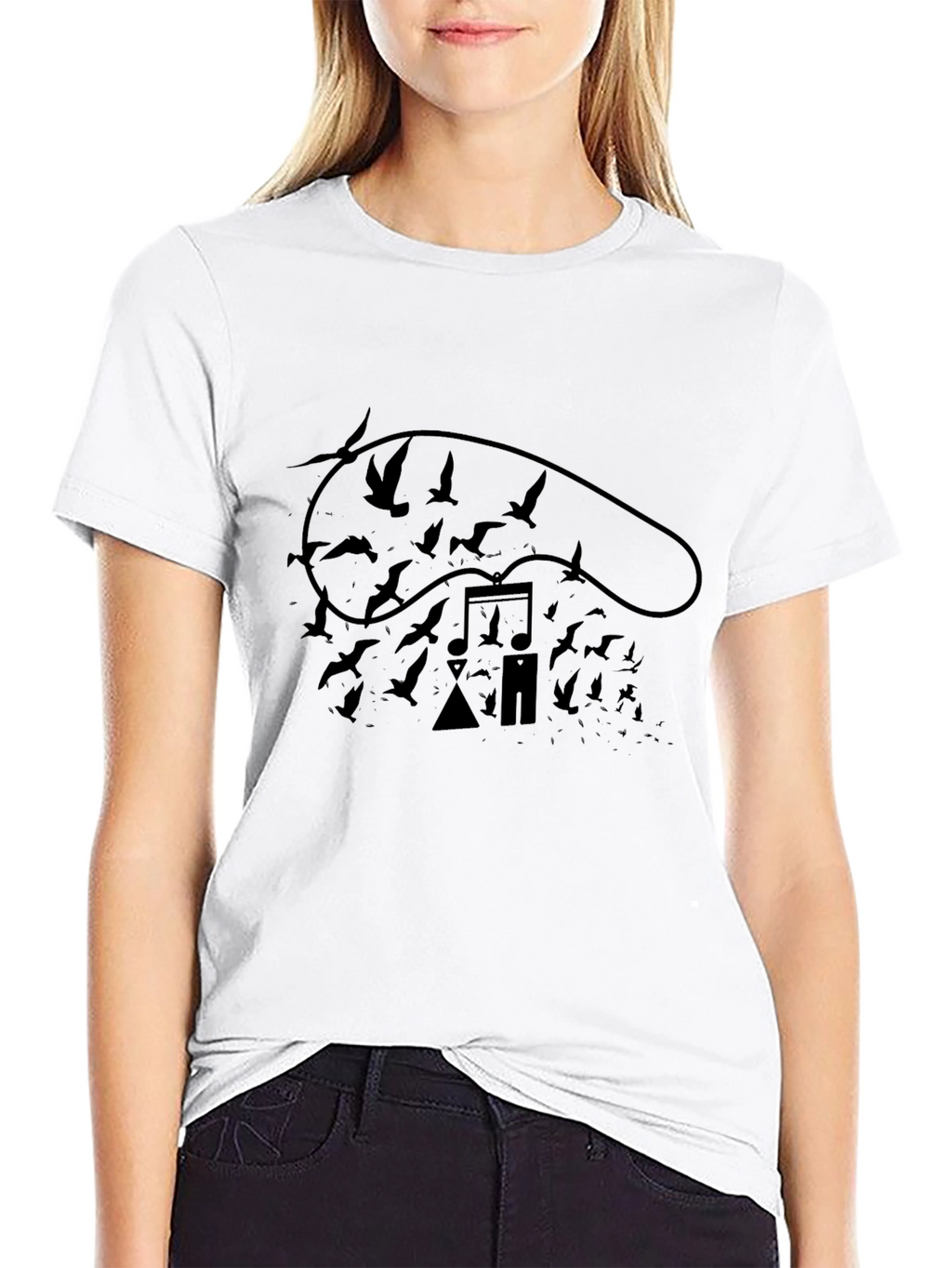 Abstract Music Bird T-Shirt