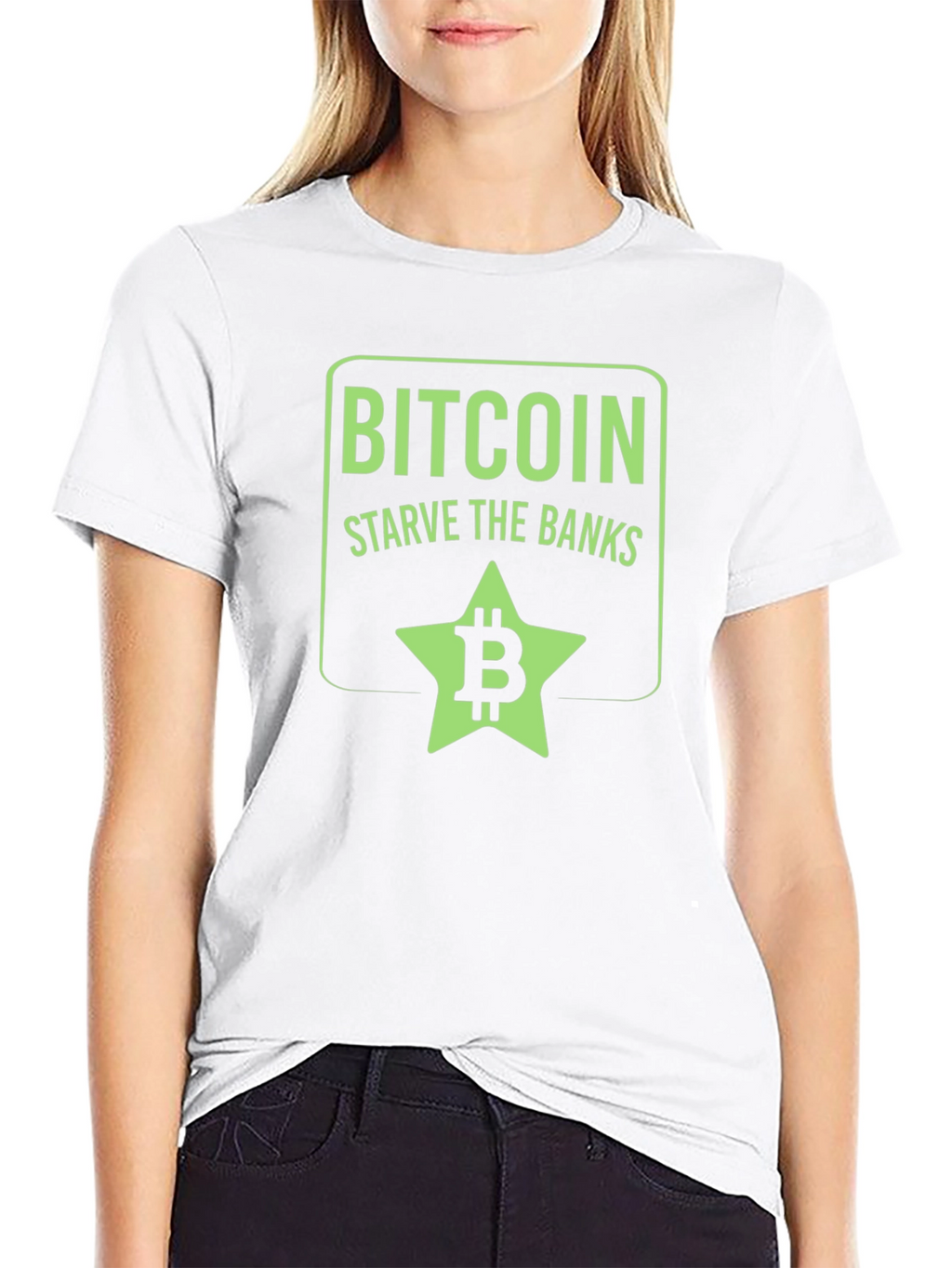 Bitcoin Starve the Banks Graphic T-Shirt