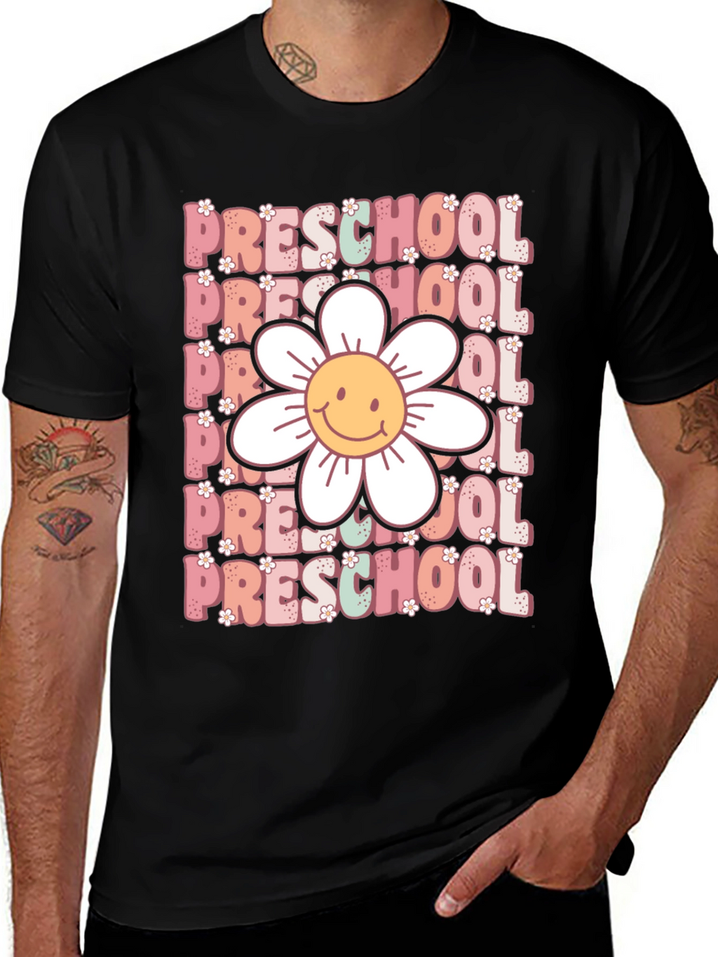 Preschool Teacher T-Shirt - Floral Graphic