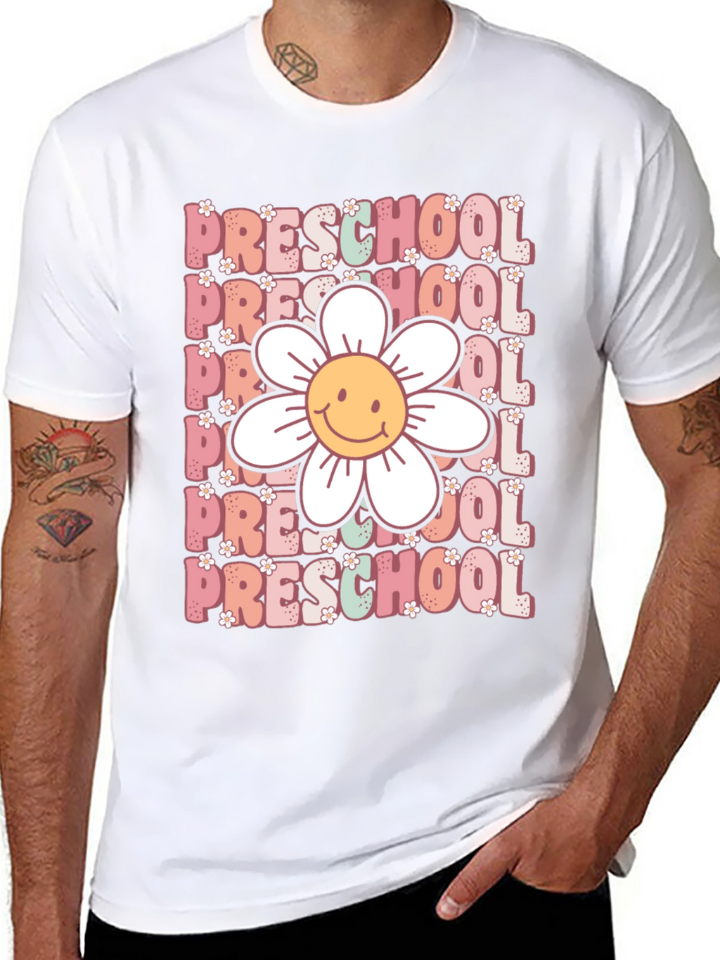 Preschool Teacher T-Shirt - Floral Graphic